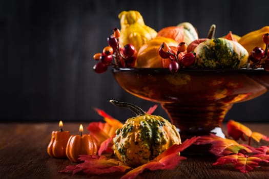 Thanksgiving and Halloween pumpkins still life
