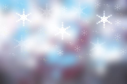 A festive abstract Happy New Year or Christmas background and with color blurred bokeh lights. Space for design. Card concept.