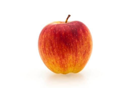 Single fresh red apple. Isolated on white background. Close-up.
