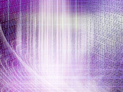 conceptual background image of binary code and abstract lights of technology