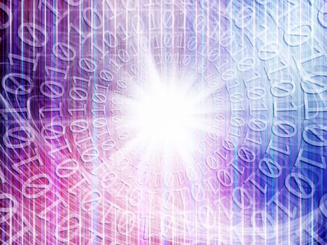 conceptual background image of binary code and abstract lights of technology