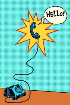 retro phone Hello. Pop art vector illustration vintage kitsch