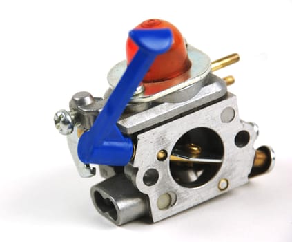 Stock pictures of a small gas engine and a carburetor