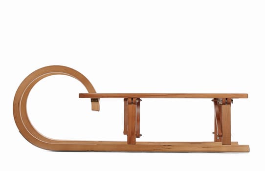 Wooden sledge isolated on white background.