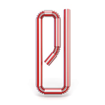 Drinking straw Number 0 ZERO 3D render illustration isolated on white background