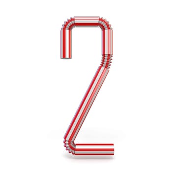 Drinking straw Number 2 TWO 3D render illustration isolated on white background