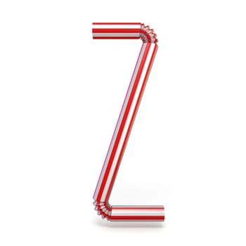 Drinking straw font Letter Z 3D render illustration isolated on white background