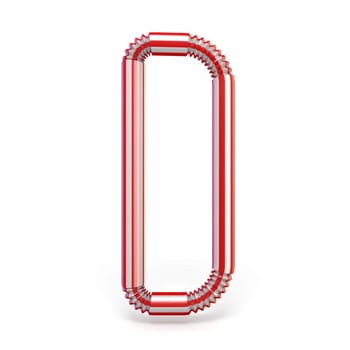 Drinking straw font Letter D 3D render illustration isolated on white background