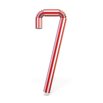 Drinking straw Number 7 SEVEN 3D render illustration isolated on white background