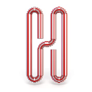 Drinking straw font Letter H 3D render illustration isolated on white background