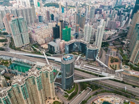 Aerial view of Hong Kong Island and Kowloon