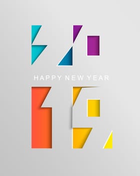 Card for 2019 Happy new year in paper style for your seasonal holidays flyers, greetings and invitations cards and christmas themed congratulations and banners. Vector illustration.