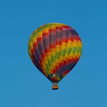Hot air balloon just after lift off.