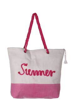 Beach bag. Beach bag with inscription Summer isolated on a white background. Concept travel.