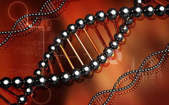 Digital illustration DNA structure in colour background