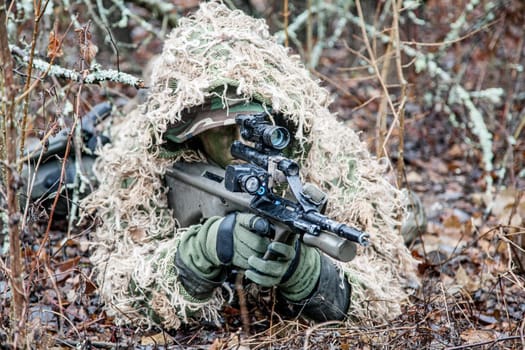 Jagdkommando soldier Austrian special forces wearing a ghillie suit