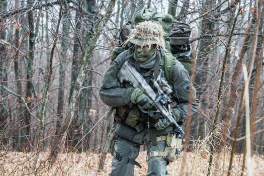 Jagdkommando soldier Austrian special forces equipped with Steyr assault rifle during the raid