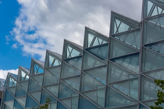 Environment, glass facade and entrance area of the Federal Environmental Agency in Dessau