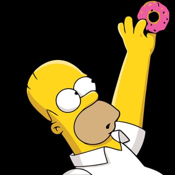 Homer Simpson character taking donut illustration