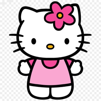 Hello Kitty pink dress  hands hug  illustration