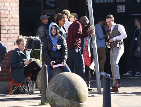 Naomi Scott,Djimon Hounsou  ,Jonathan Tucker and Crew,.filming 3 Angel for  Charlie  at the  Fleet Island Hamburg