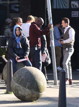 Naomi Scott,Djimon Hounsou  ,Jonathan Tucker and Crew,.filming 3 Angel for  Charlie  at the  Fleet Island Hamburg