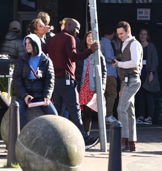 Naomi Scott,Djimon Hounsou  ,Jonathan Tucker and Crew,.filming 3 Angel for  Charlie  at the  Fleet Island Hamburg