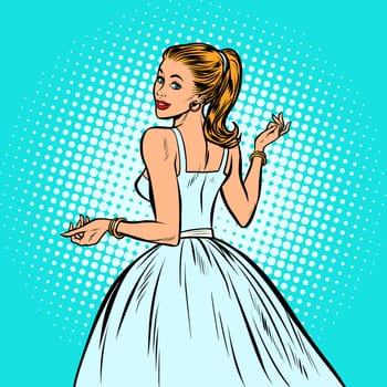 bride, beautiful woman in a white dress. Pop art retro vector illustration vintage kitsch