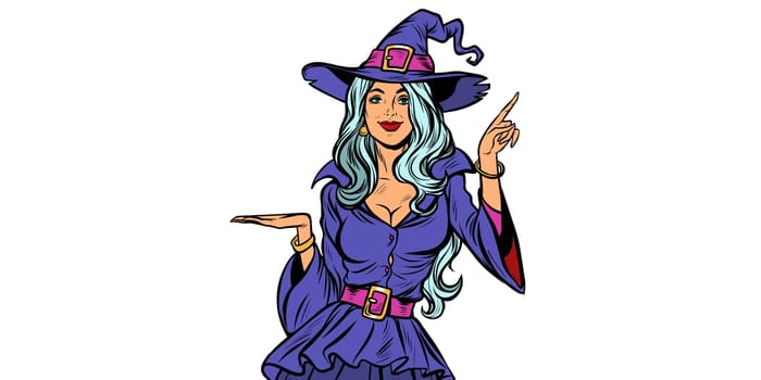 Beautiful witch. Announce Halloween Party. Pop art retro vector illustration vintage kitsch