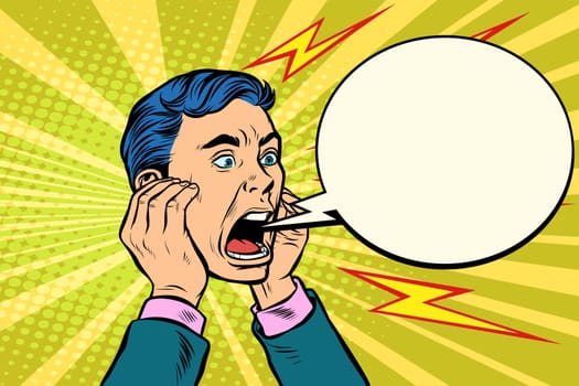 head of a man screaming. Pop art retro vector illustration kitsch vintage
