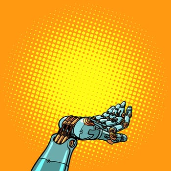robot hand presentation gesture. Pop art retro vector illustration vintage kitsch