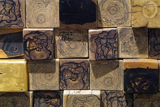 Natural wood cubes squares wall background