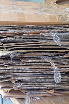Big bunch of used carton for recycling