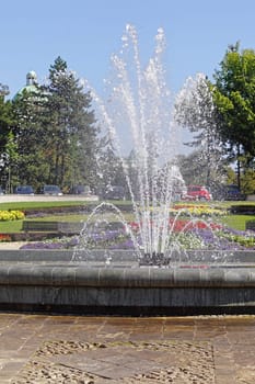 Water jet fountain in park Belgrade Serbia