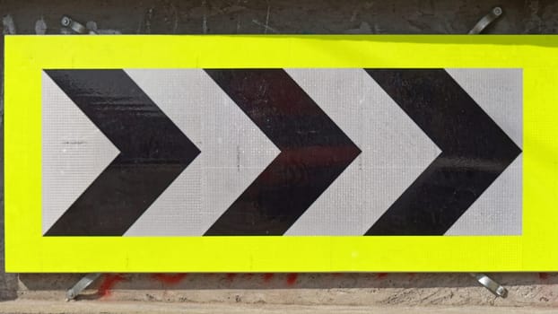 Chevron sharp right curve warning traffic sign arrows
