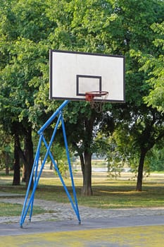 An outdoor sport Basket board basketball net in woods
