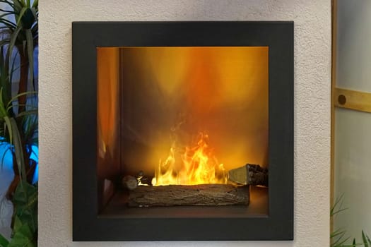 Modern square electric fireplace with led lights