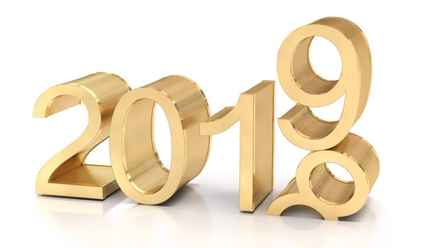 3D Golden 2019. 2018-2019 change represents the new year 2019.