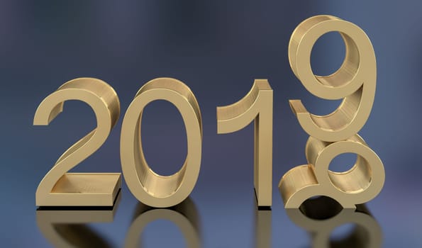 3D Golden 2019. 2018-2019 change represents the new year 2019.