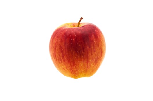 Single fresh red apple. Isolated on white background. Close-up. Studio photography.