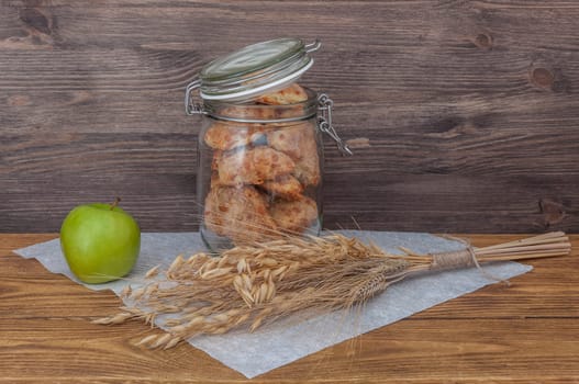 Apple Bank cookies on a table wooden background