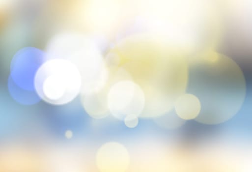 Blue festive Christmas background. Abstract blurred blue bokeh background in soft color style with colorful circles. Beautiful texture for advertising.