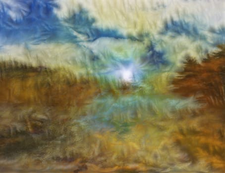 Abstract background. Painterly Water Landscape