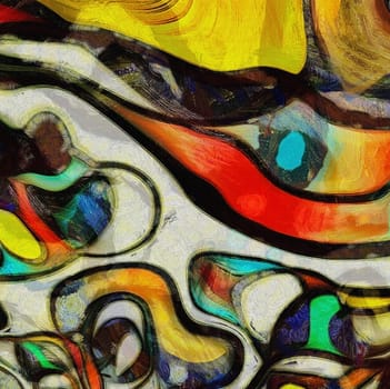 Abstract Swirling Shapes, Color and Lines