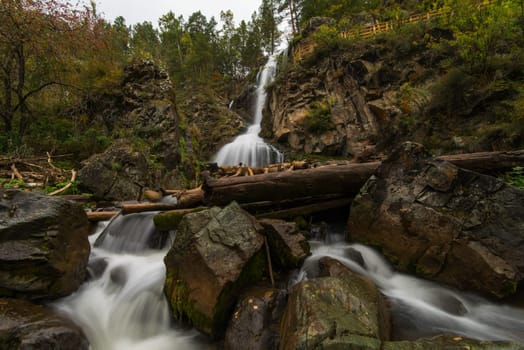 Waterfall in Altai Mountains territory, West Siberia, Russia