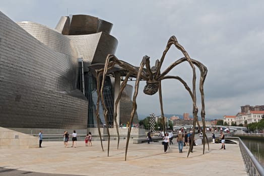 view of The Guggenheim Museum in Bilbao, Biscay, Basque Country, Spain.