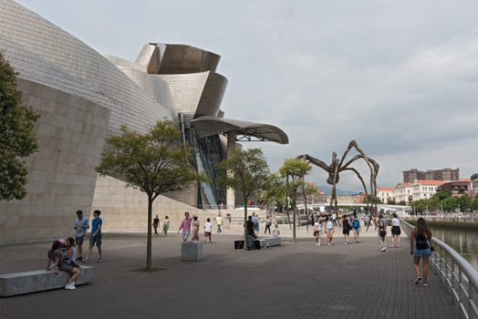 view of The Guggenheim Museum in Bilbao, Biscay, Basque Country, Spain.