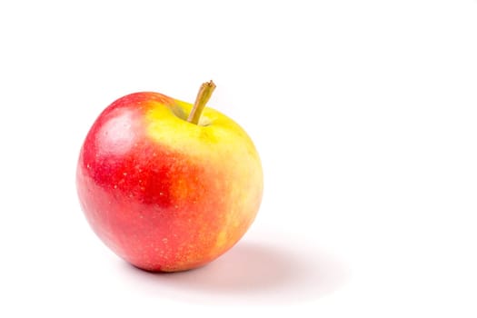 one red green organic apple isolated on white background
