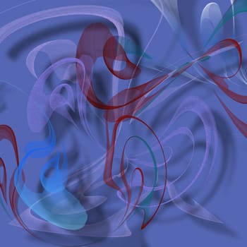 Colorful abstract fluids. 3D rendering