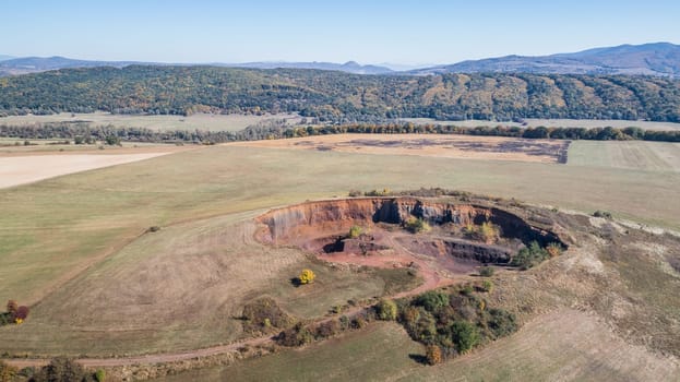 the Gruiu volcano. Brasov county, Transylvania, Romania. Aerial view